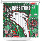 south-sydney-rabbitohs-rugby-custom-shower-curtain-indigenous-dreaming-rabbitohs