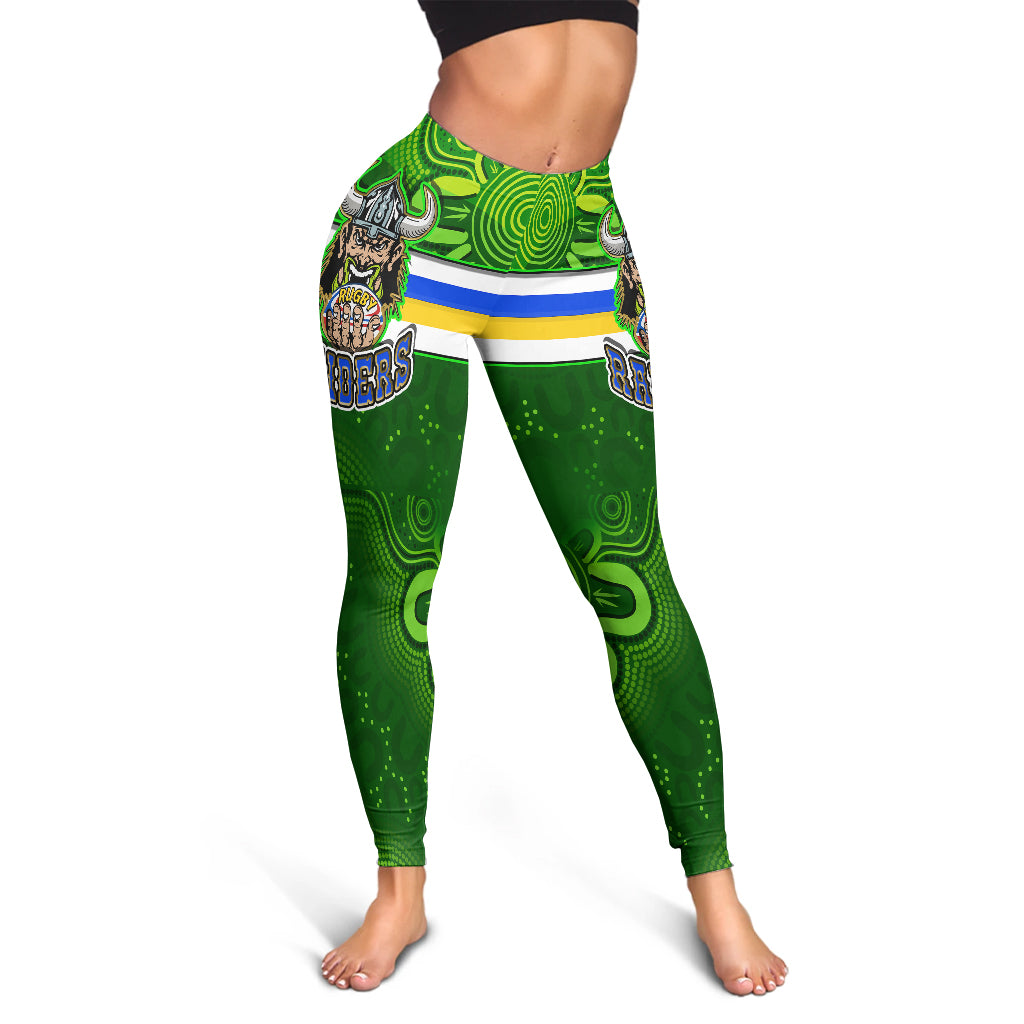 raiders-rugby-leggings-raiders-holding-ball-in-hand-with-dot-art-aboriginal-background-leggings