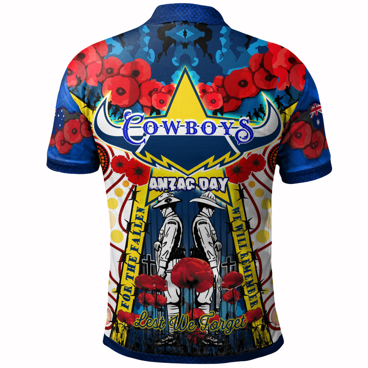 cowboys-rugby-anzac-day-watercolour-polo-shirt-custom-remembrance-cowboys-with-poppy-flower