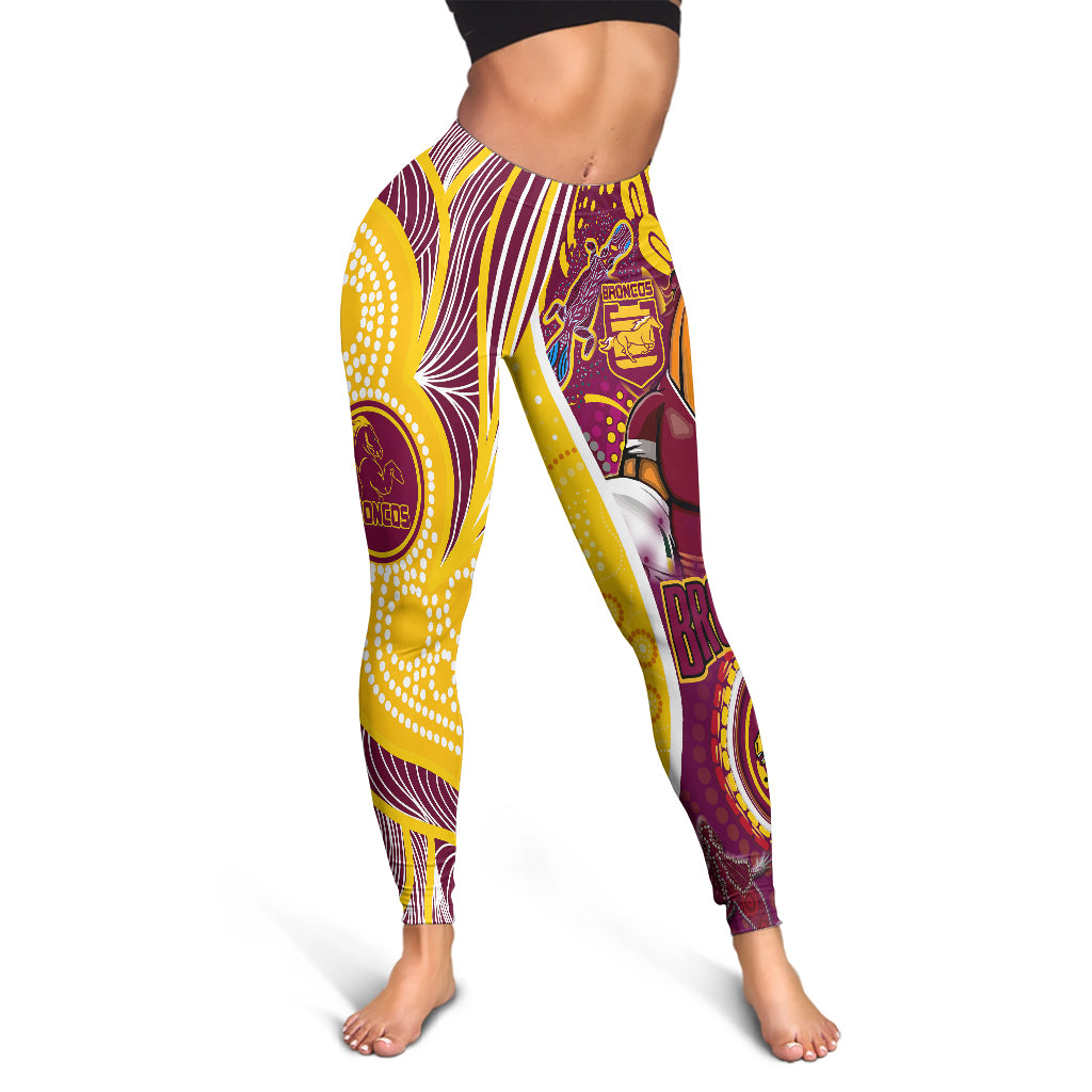 brisbane-broncos-rugby-leggings-broncos-mascot-with-aboriginal-art-leggings