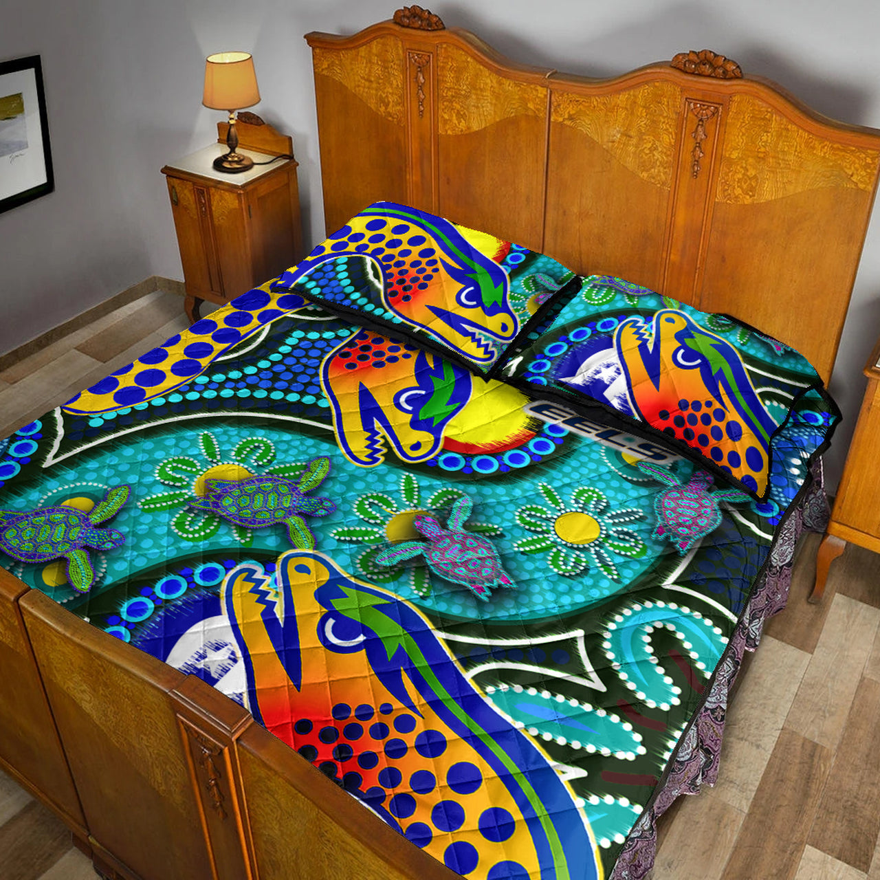 eels-rugby-quilt-bed-set-indigenous-eels-with-aboriginal-and-torres-strait-islander-flag
