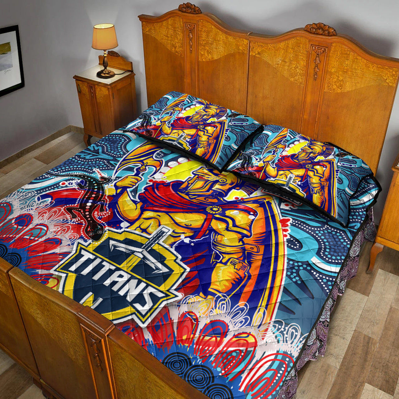 titans-aboriginal-custom-rugby-quilt-bed-set-the-indigenous-titans-warriors-with-aboriginal-lizard-and-sun