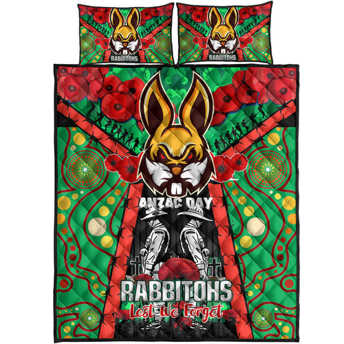 rabbitohs-rugby-aboriginal-anzac-day-custom-watercolour-quilt-bed-set-remembrance-indigenous-rabbitohs-with-poppy-flower