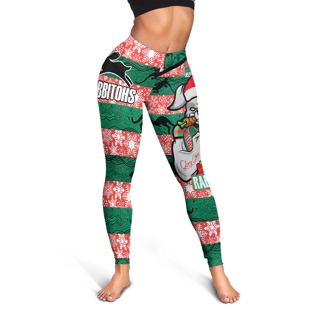 rabbitohs-christmas-rugby-leggings-merry-christmas-super-rabbitohs-with-rugby-ball-and-aboriginal-patterns-leggings