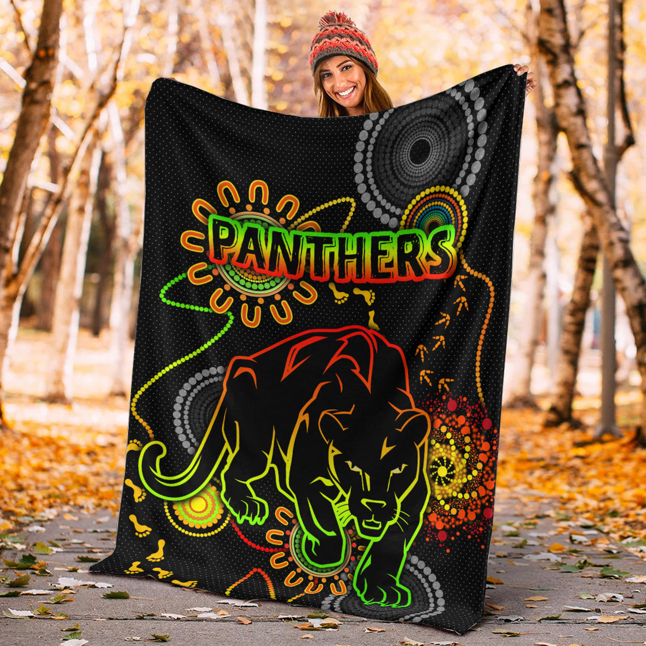 panthers-rugby-blanket-custom-indigenous-black-panthers-blanket