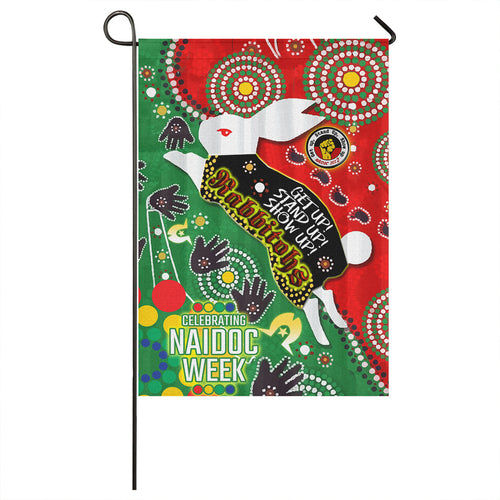 rabbitohs-rugby-watercolour-dot-painting-flag-naidoc-week-custom-rabbitohs-getting-up-standing-up-showing-up-flag