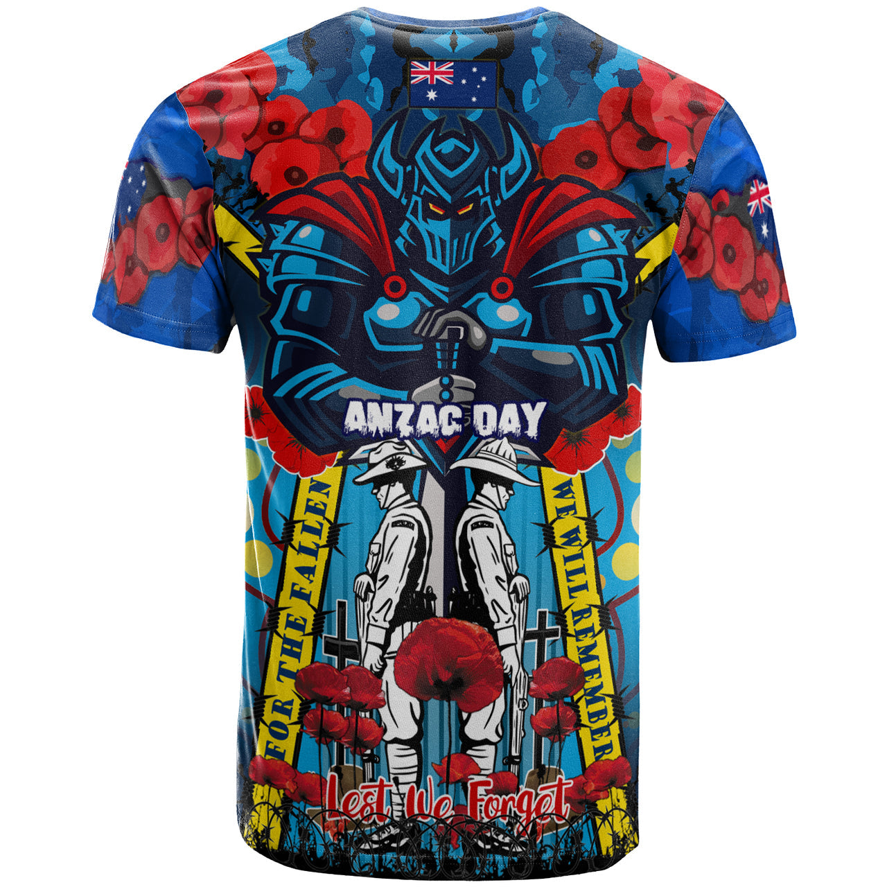 titans-aboriginal-rugby-anzac-day-custom-watercolour-t-shirt-remembrance-indigenous-titans-with-poppy-flower-1