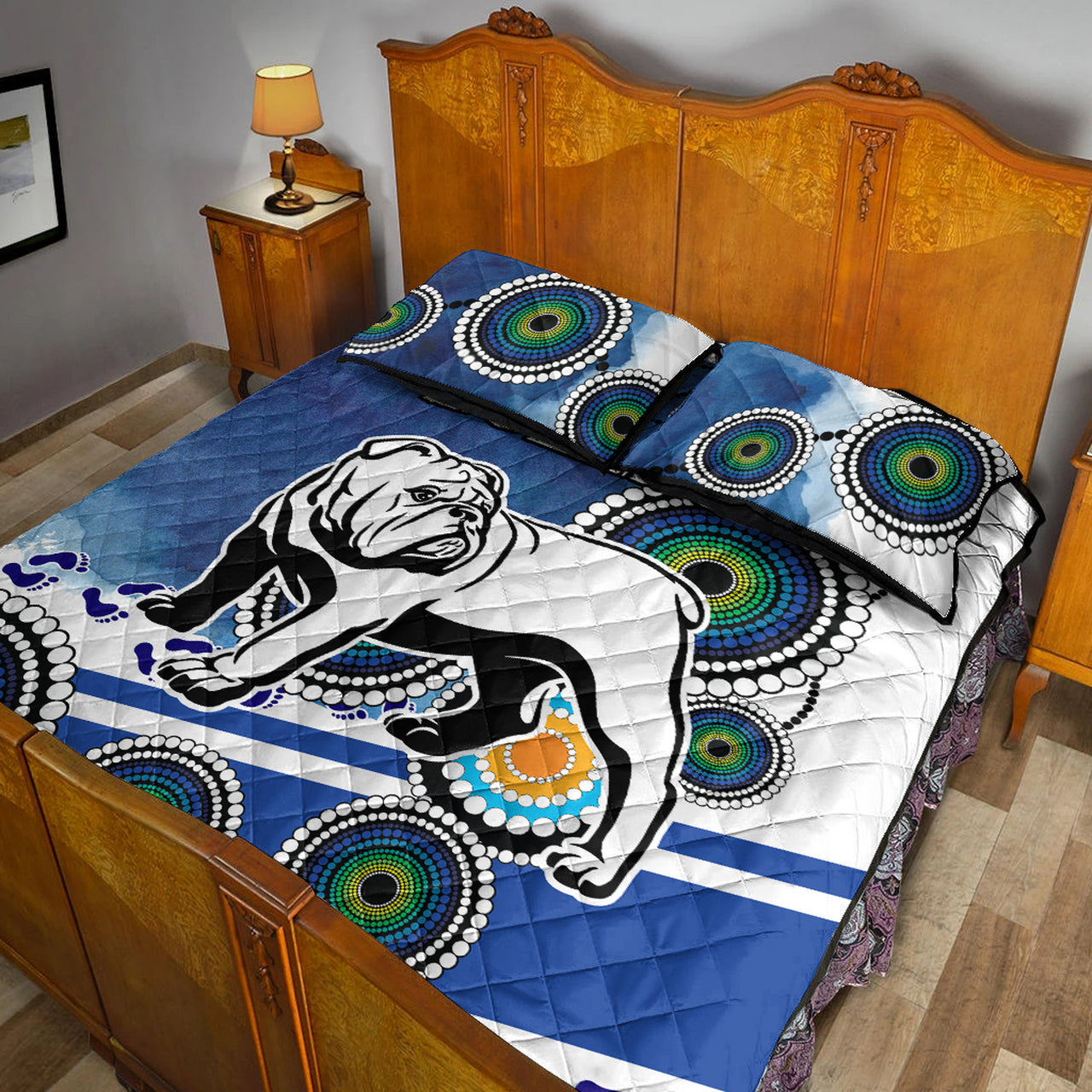 bulldogs-rugby-quilt-bed-set-custom-indigenous-bulldogs-quilt-bed-set