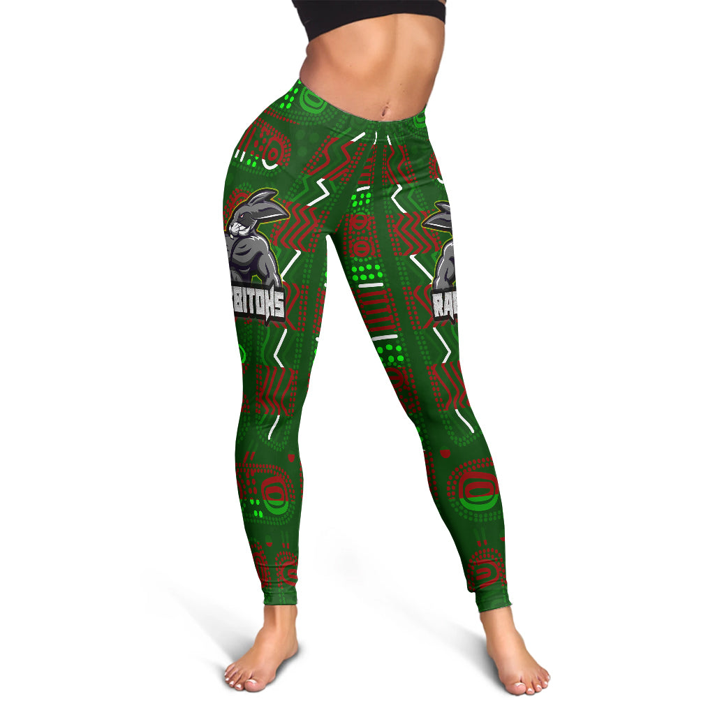rabbitohs-rugby-leggings-aboriginal-south-sydney-rabbitohs-anzac-let-we-forget-with-poppy-flower-leggings