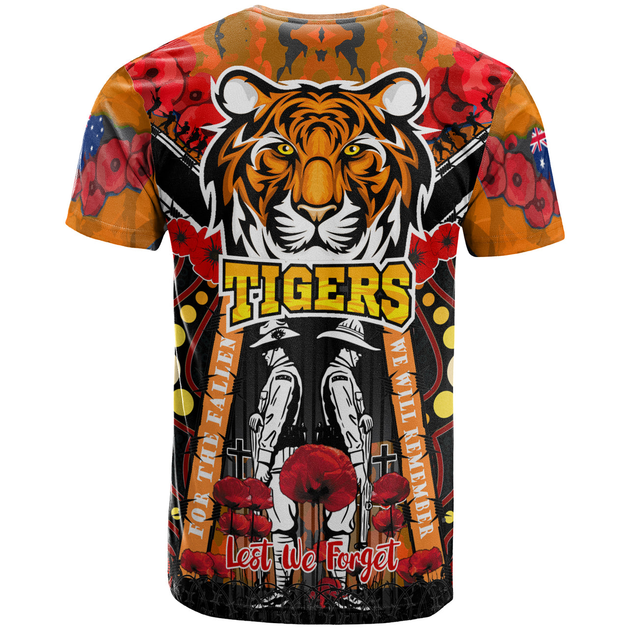 tigers-rugby-anzac-day-watercolour-t-shirt-custom-remembrance-west-tigers-with-poppy-flower