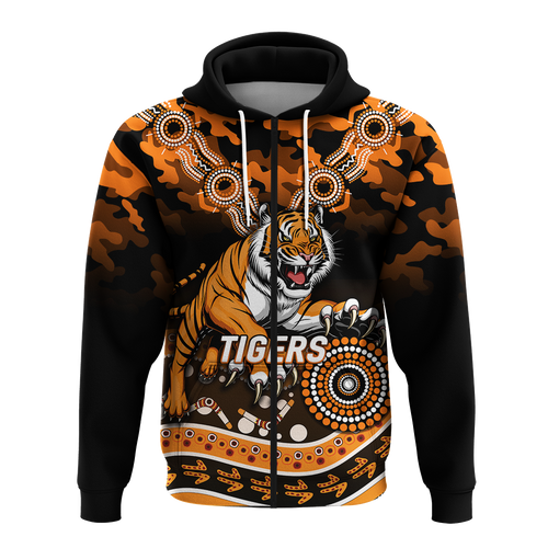 Tigers Rugby ANZAC Day Camouflage Indigenous Art Hoodie - LT12