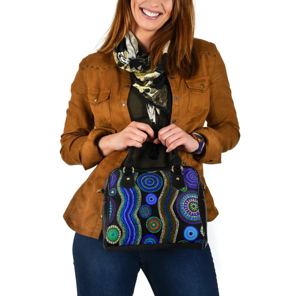 Shoulder Handbag - Aboriginal Dot Unique Style Blue - Vibe Hoodie