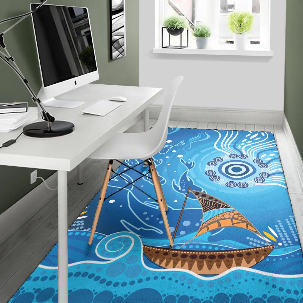 area-rug-aboriginal-view-sea-with-fish-and-boat