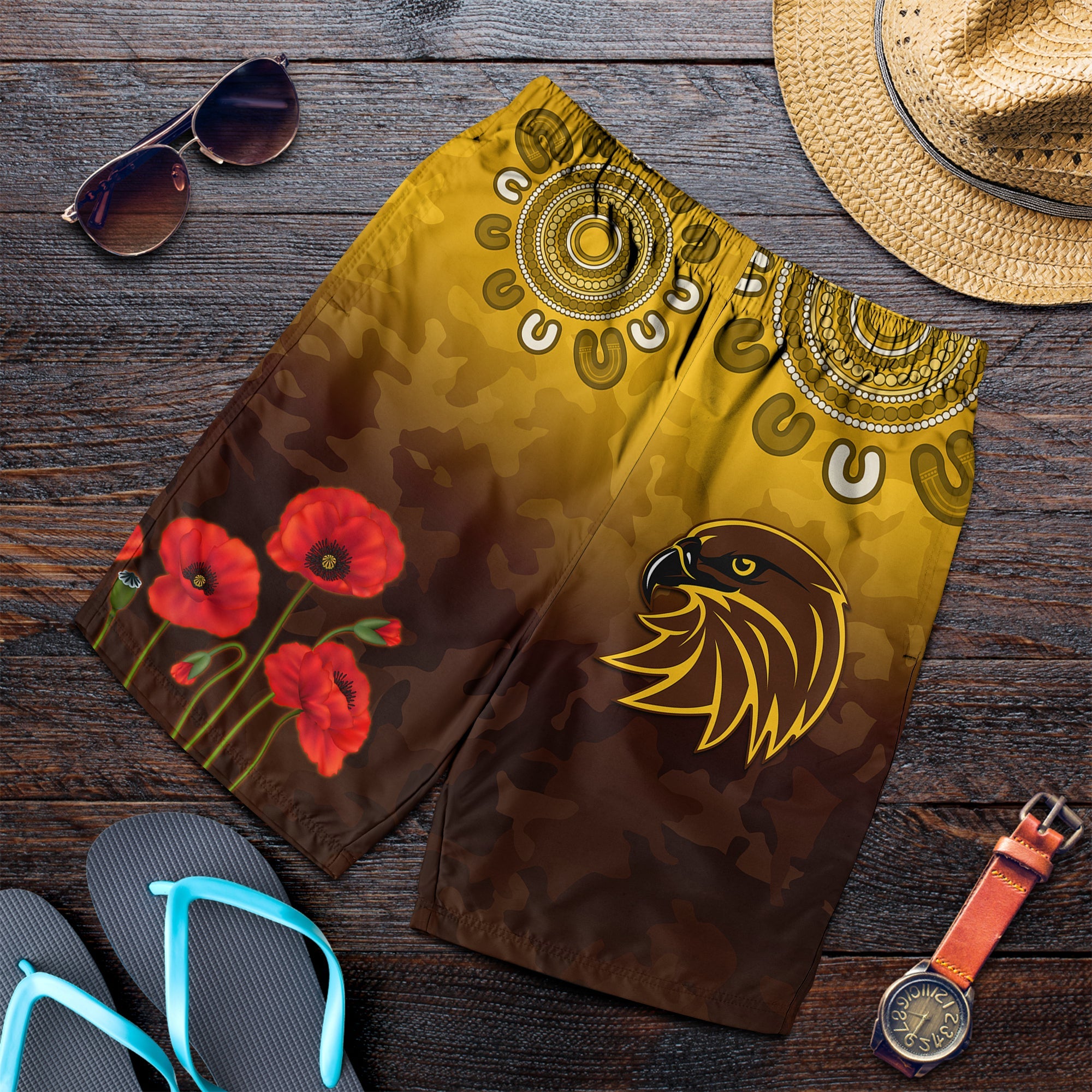 hawks-anzac-2022-men-shorts-hawthorn-football-aboriginal-poppy