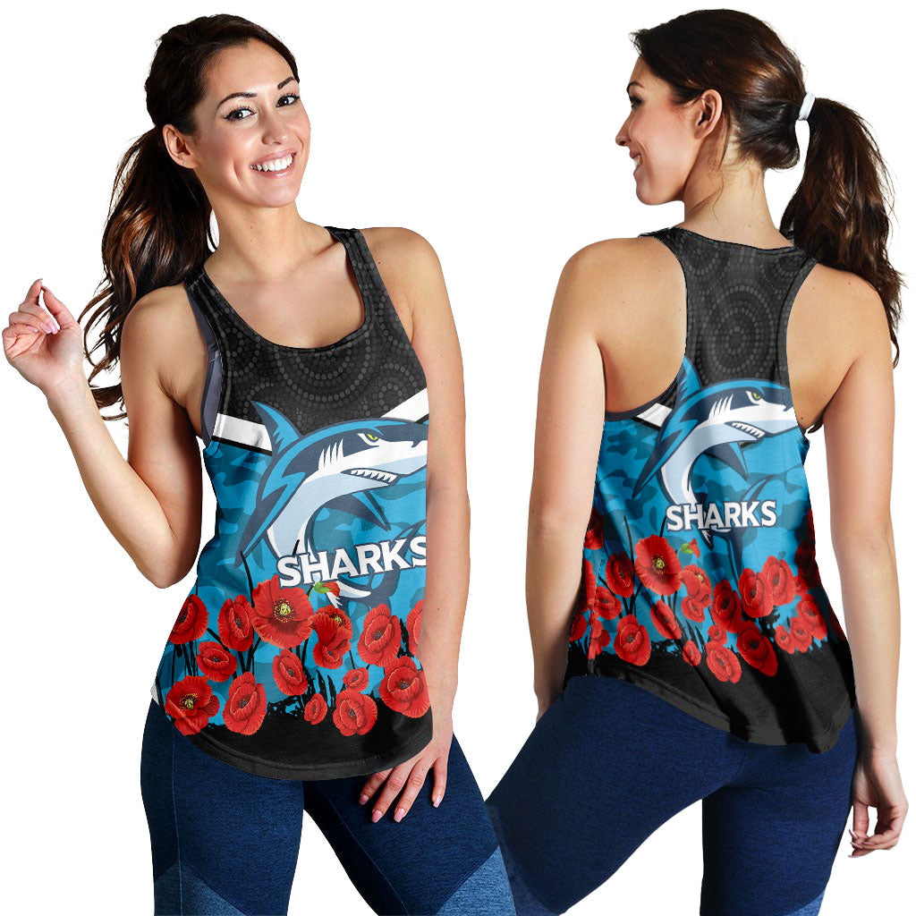 Cronulla-Sutherland Sharks Anzac Day Indigenous Art Women Tank Top