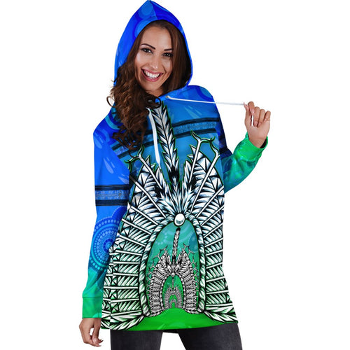 Hoodie Dress - Turtle Background With Dhari Mask - Vibe Hoodie