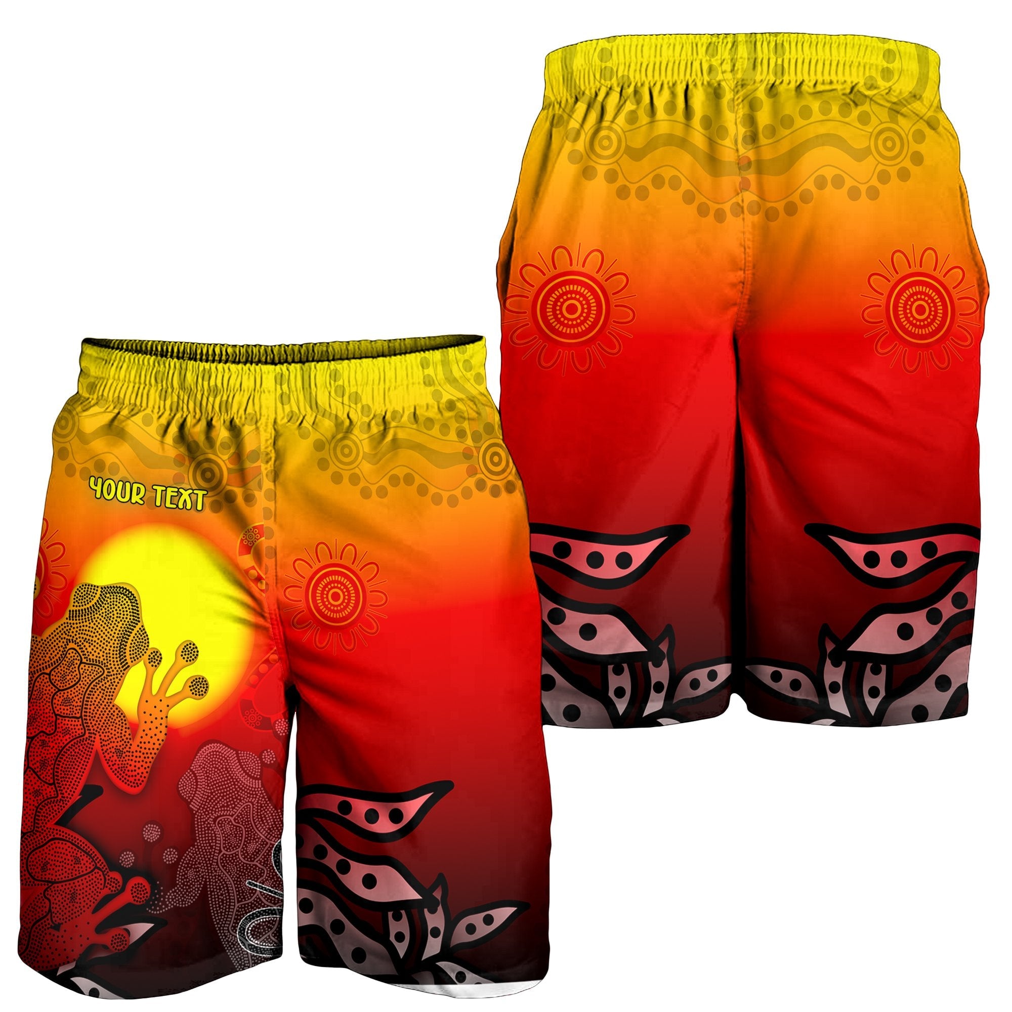 customaboriginal-mens-shorts-indigenous-frog-red