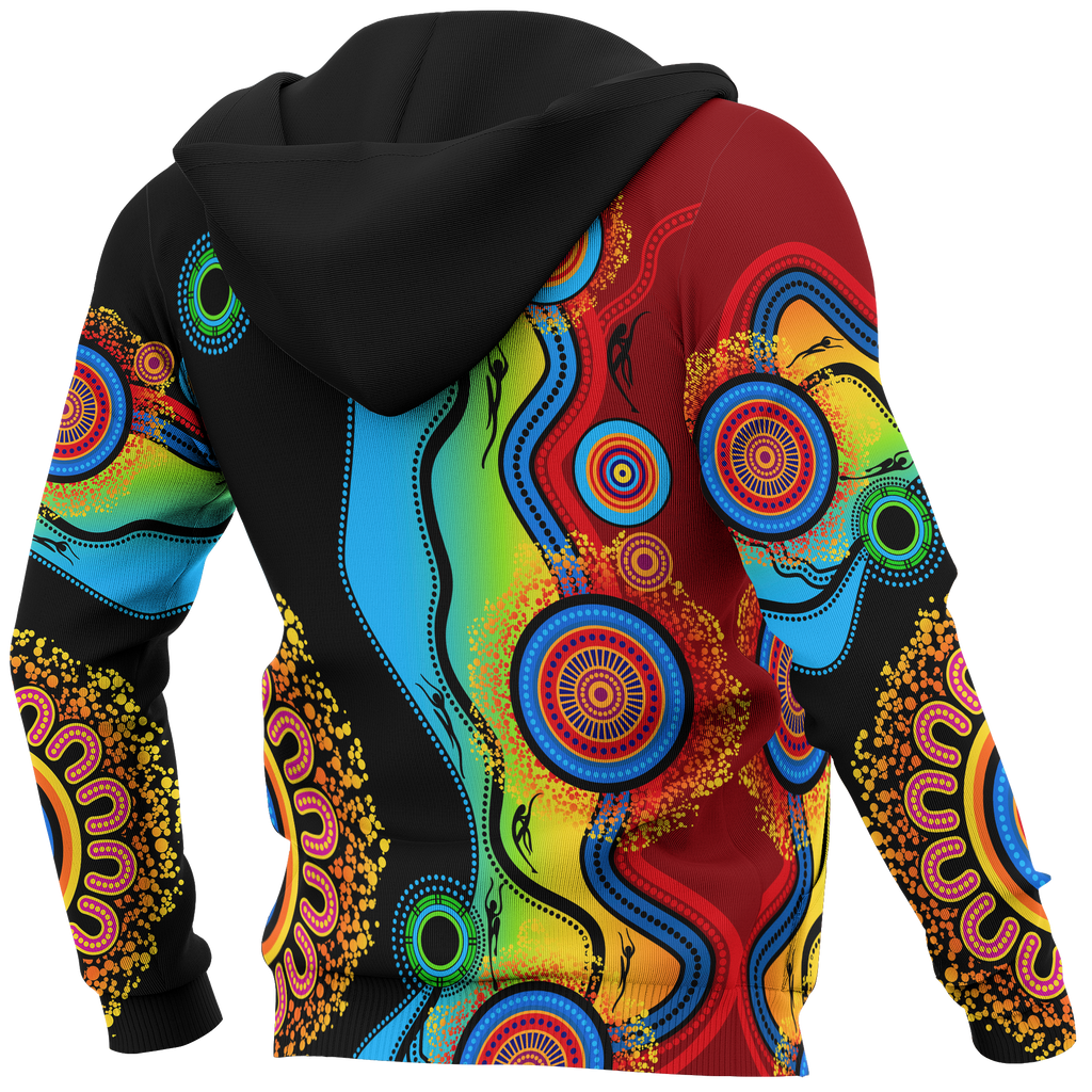 aboriginal-zip-up-hoodie-circle-dot-painting-flowers-patterns-blue-dream