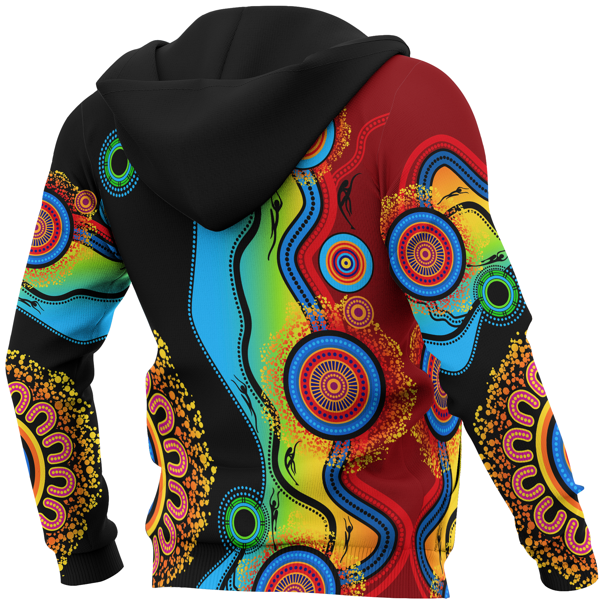 aboriginal-zip-up-hoodie-circle-dot-painting-flowers-patterns-blue-dream