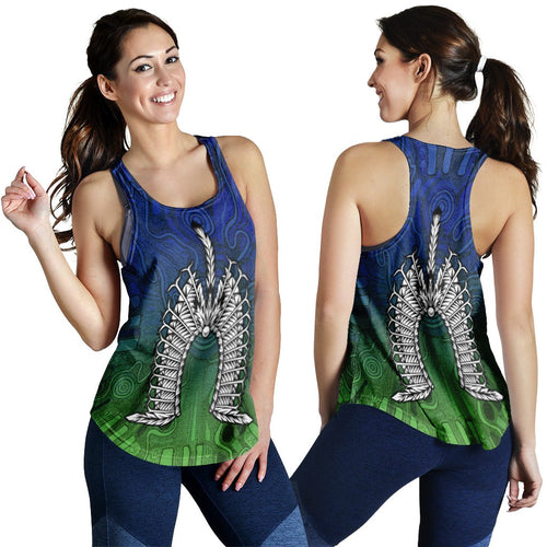 Torres Strait Islander Women's Racerback Tank - Dhari Mask - Vibe Hoodie