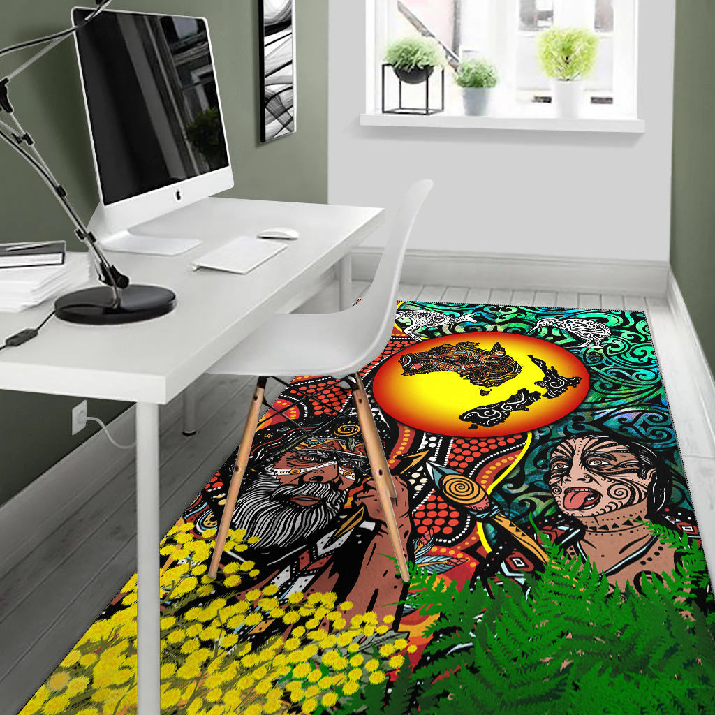 Australia Aboriginal Kangaroo Combine New Zealand Maori Kiwi Bird Area Rug - LT2
