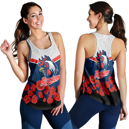 Roosters Anzac Day Women Tank Top - Indigenous Art