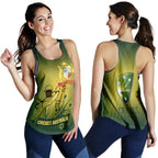 Cricket Women's Racerback Tank - Australian Cricket National Color - Vibe Hoodie