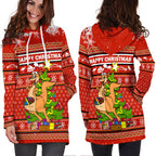 Australia Christmas Kangaroo Aboriginal Pattern Hoodie Dress - LT2