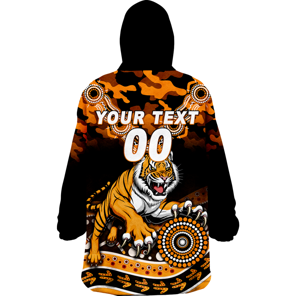 (Custom Personalised ) Tigers Rugby ANZAC Day Camouflage Indigenous Art Wearable Blanket Hoodie - LT12