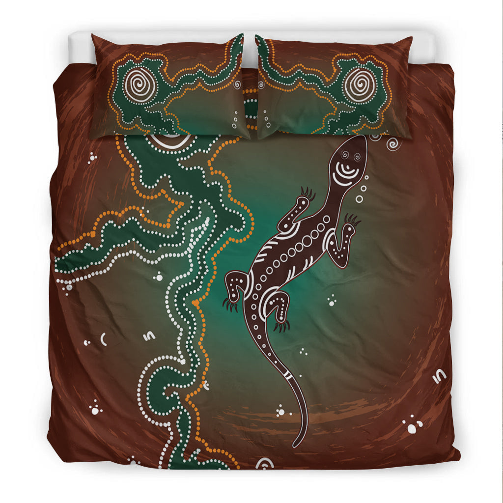 aboriginal-lizard-bedding-set-indigenous-dot-painting-art