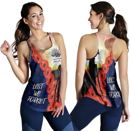 Anzac Lest We Forget Women's Racerback Tank - All Gave Some, Some Gave All - - Vibe Hoodie
