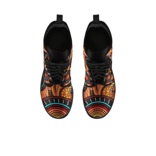 aboriginal-leather-boot-kangaroo-with-dot-painting