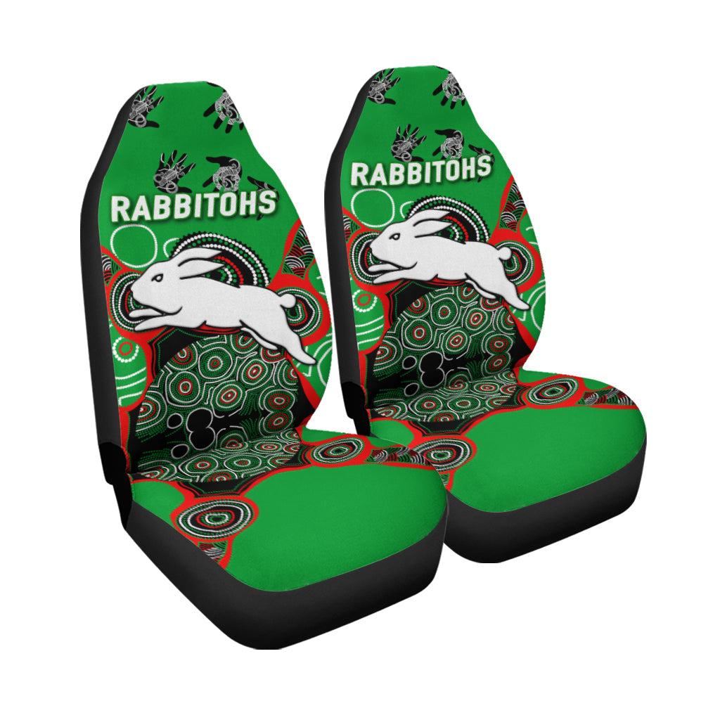 Rabbitohs Rugby Aboriginal Art Car Seat Covers - LT12