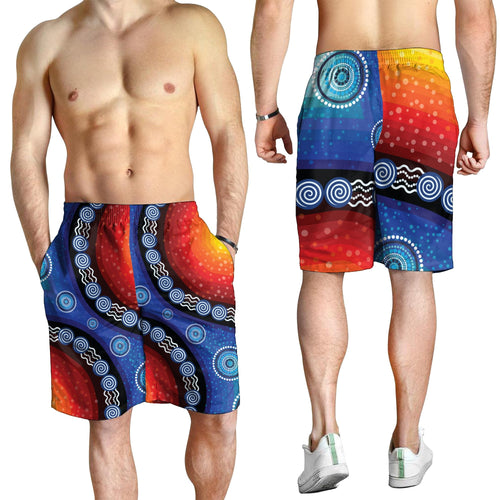 men-short-aboriginal-color-dot-painting