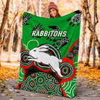 Rabbitohs Rugby Aboriginal Art Blanket - LT12