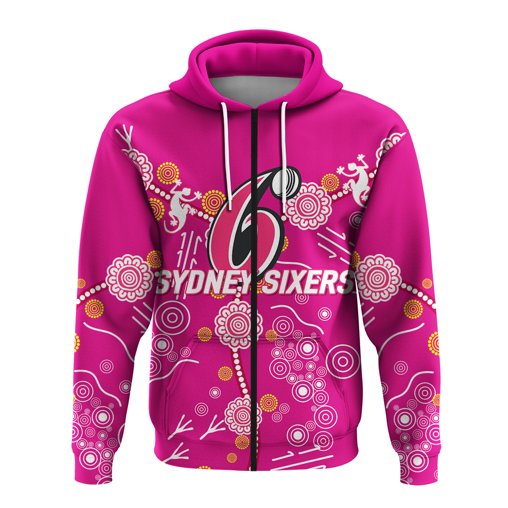 Sydney Sixers Aboriginal Art Cricket 2022 Hoodie - LT12