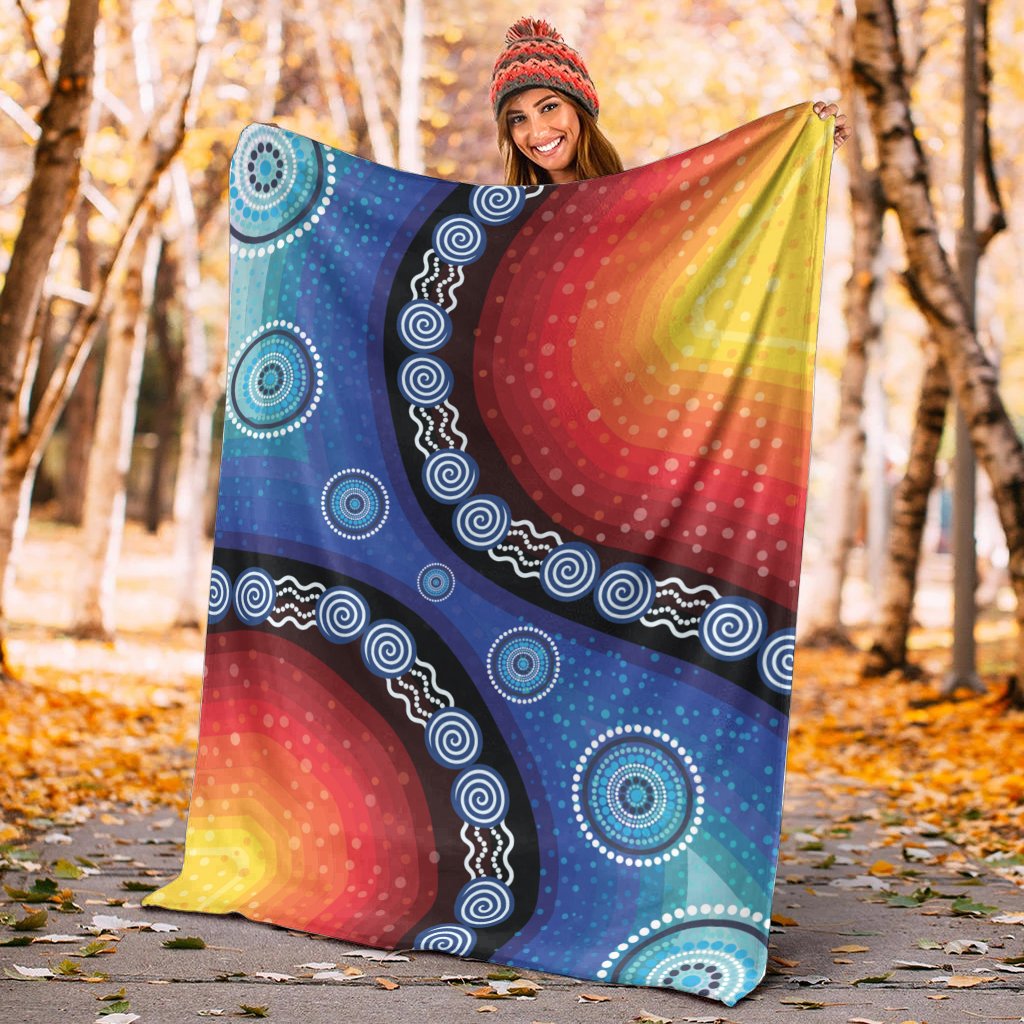 premium-blanket-aboriginal-color-dot-painting