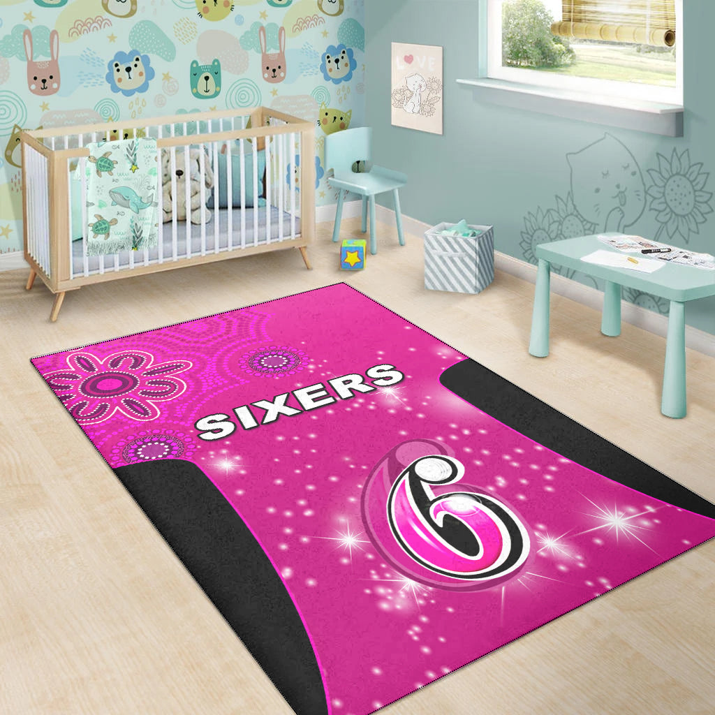 sydney-sixers-area-rug-cricket-australia-aboriginal