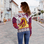 Broncos Anzac Day Women Off Shoulder Sweater Aboriginal Lest We Forget Ver.02 LT13