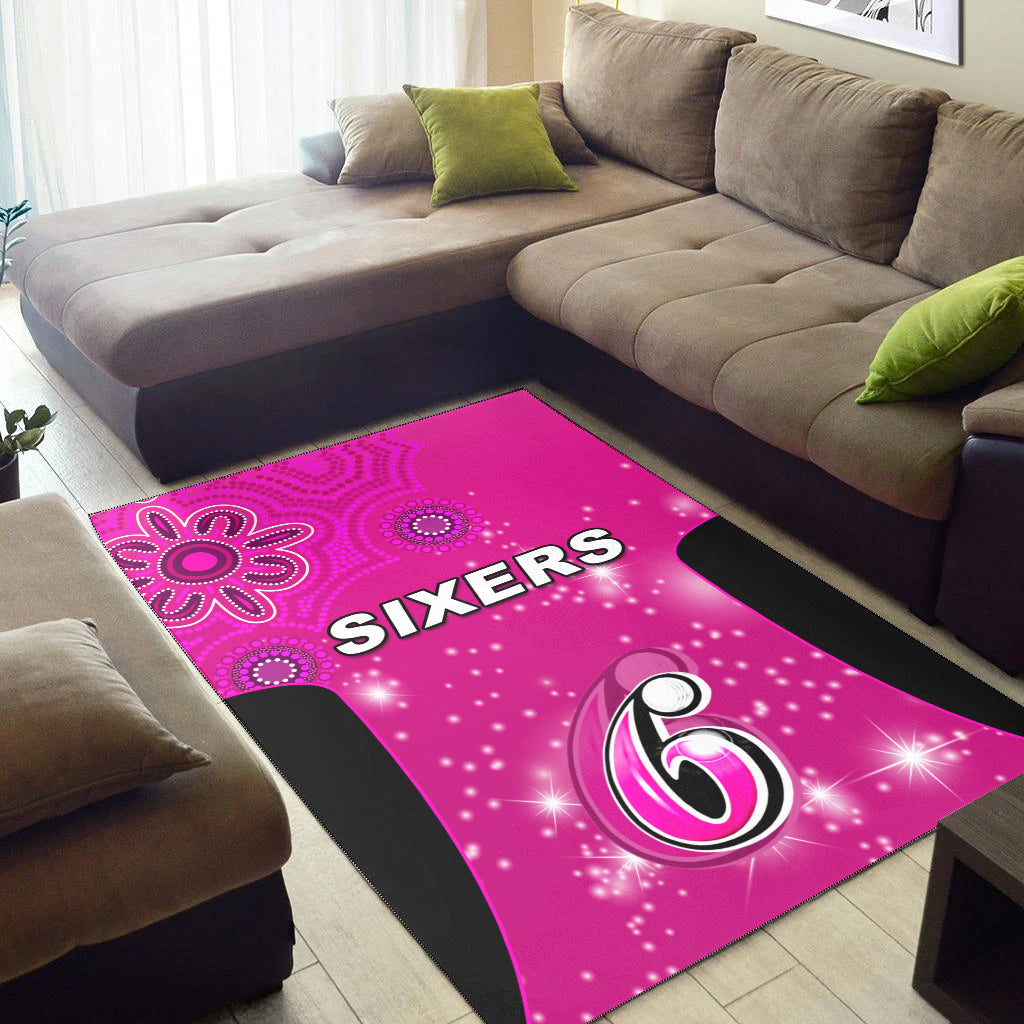 sydney-sixers-area-rug-cricket-australia-aboriginal