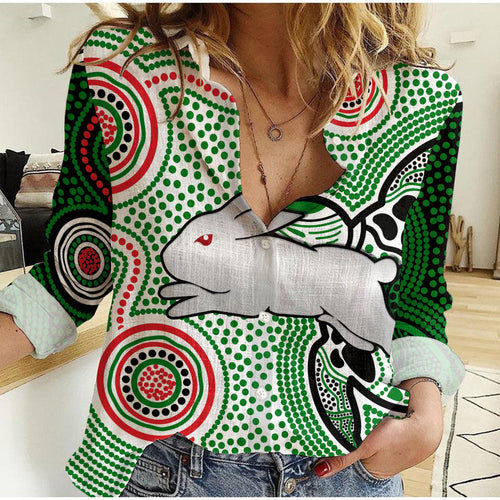 custom-personalised-rabbitohs-indigenous-women-casual-shirt-simple-white