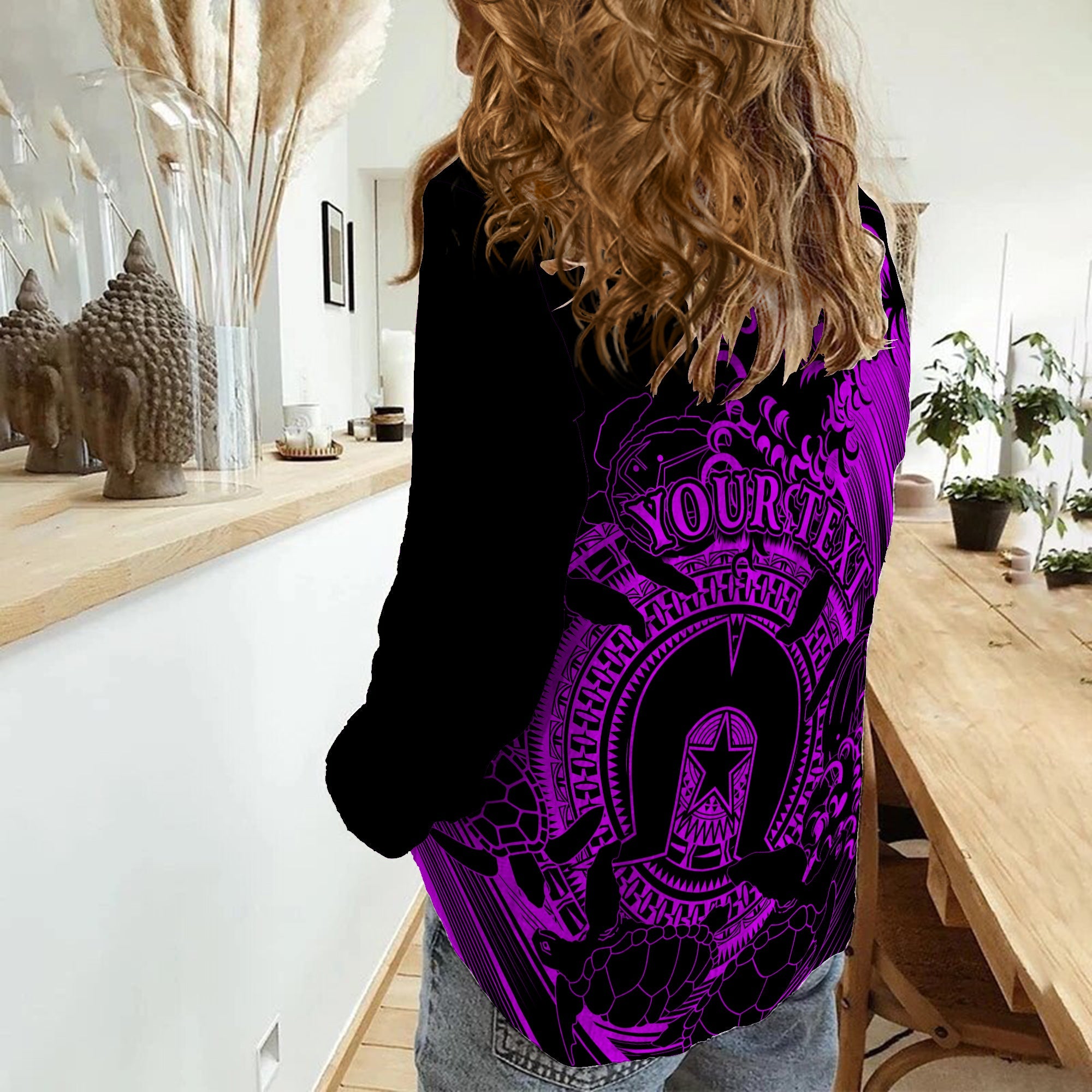 custom-personalised-aboriginal-torres-strait-islands-in-wave-purple-women-casual-shirt
