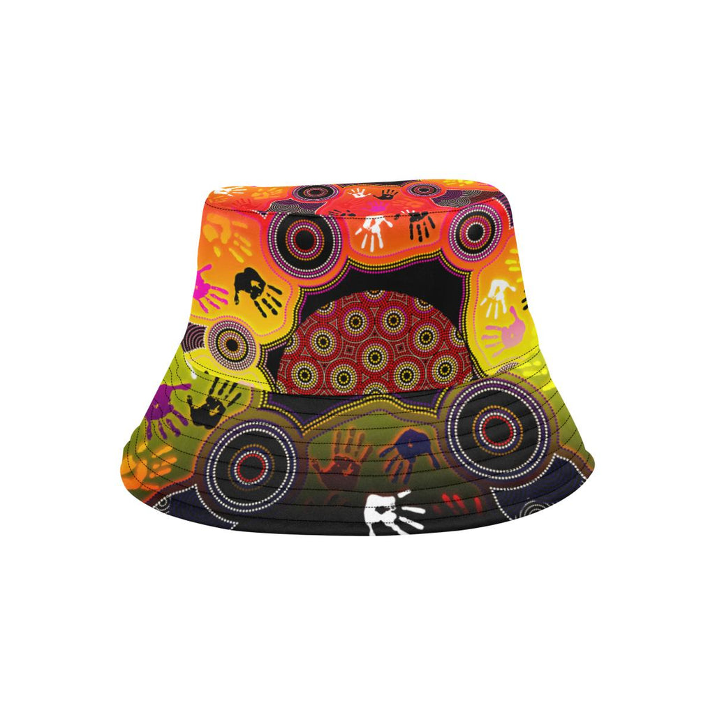 aboriginal-bucket-hat-indigenous-circle-dot-painting-hand-art-with-flag-color