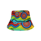 aboriginal-bucket-hat-dot-painting-indigenous-circle-patterns-blue-dream-all-over-print-bucket-hat
