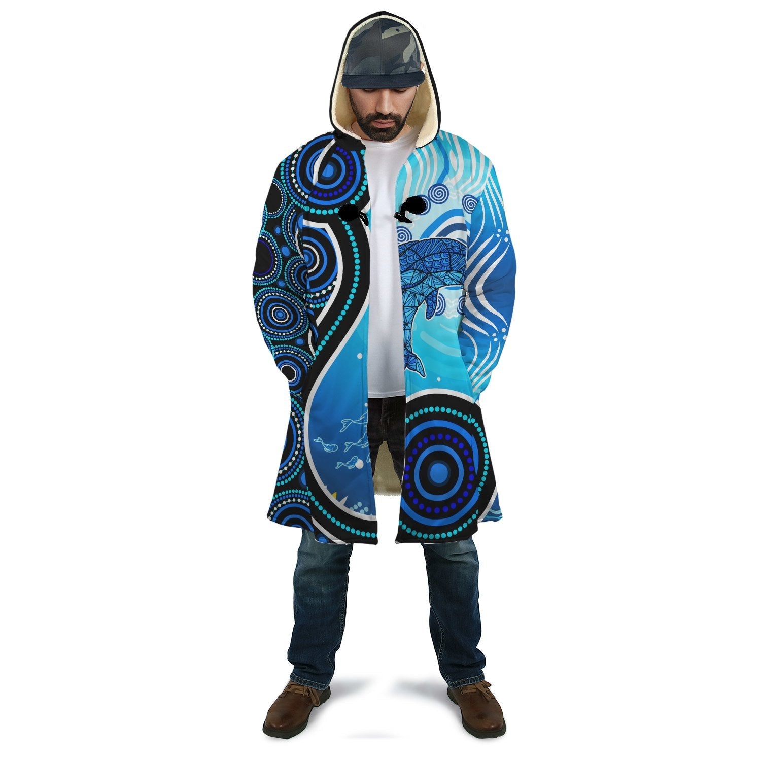 aboriginal-cloak-dolphin-and-aboriginal-dot-patterns