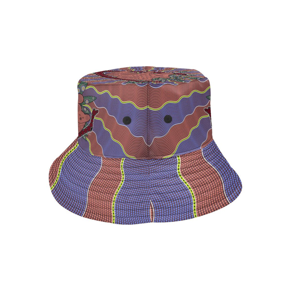 aboriginal-bucket-hat-koala-sun-dot-painting-circle-patterns