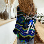 custom-text-and-number-women-casual-shirt-aboriginal-dot-unique-style-blue