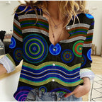 custom-text-and-number-women-casual-shirt-aboriginal-dot-unique-style-blue