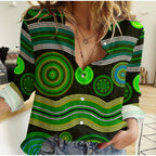 custom-text-and-number-women-casual-shirt-aboriginal-dot-unique-style-green