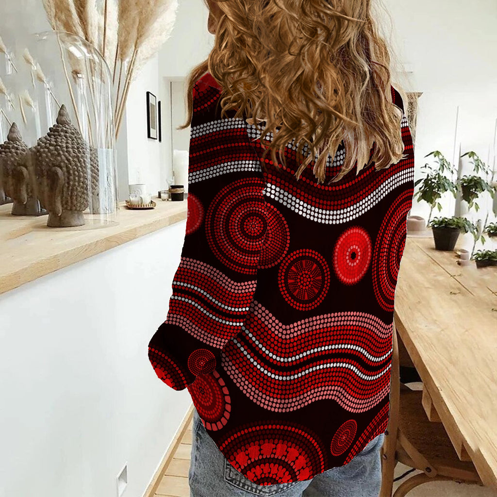 women-casual-shirt-aboriginal-dot-unique-style-red